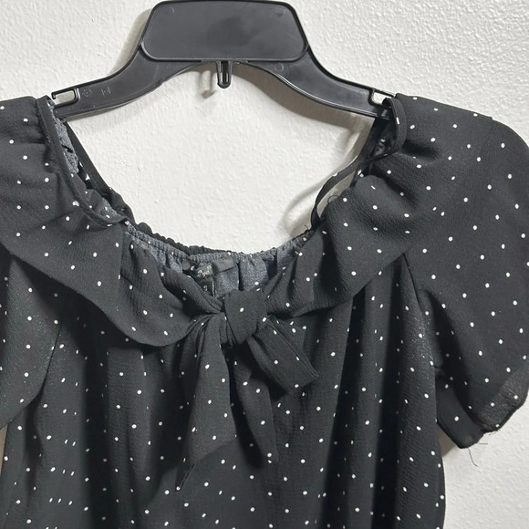 Papaya Women Black Polka Dot Off Shoulder Blouse Size‎ Small. - Picture 3 of 10